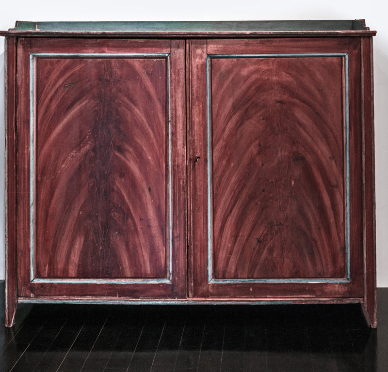 Swedish Cabinet Faux Bois Turquoise, Signed