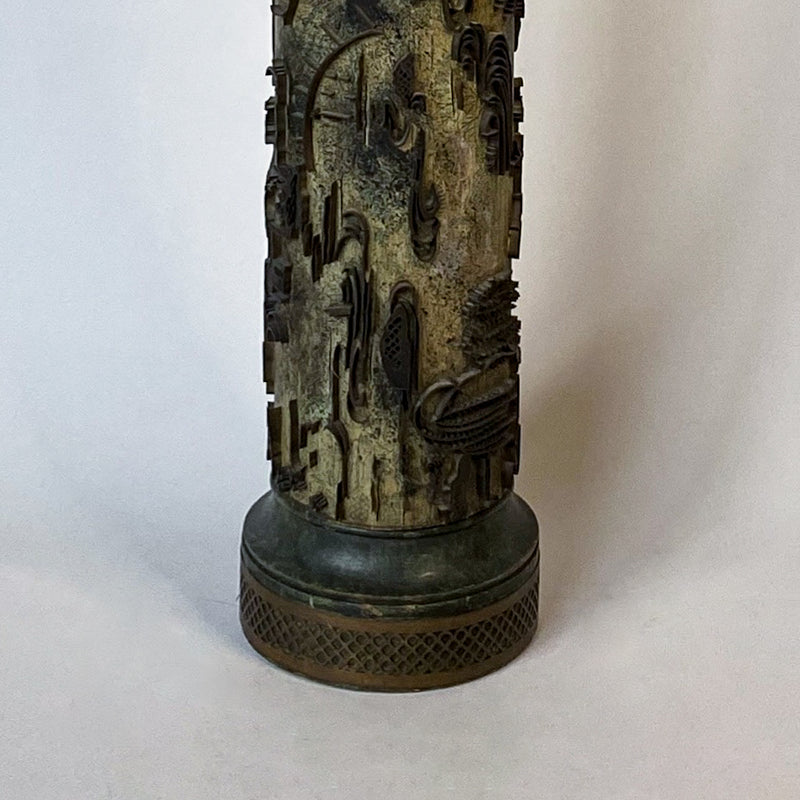 Wallpaper roll lamps, pair. Asian motifs