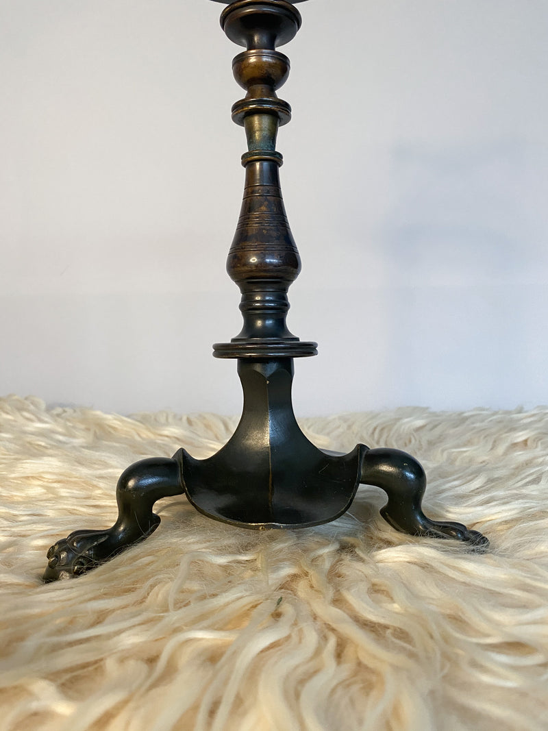 Flemish Bronze Candlestick, Marked