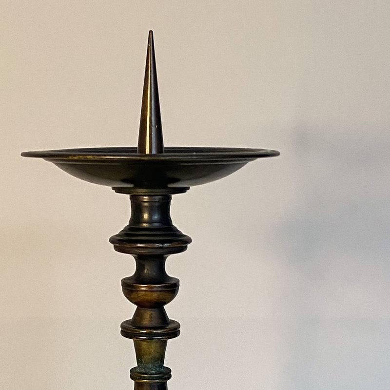 Flemish Bronze Candlestick, Marked