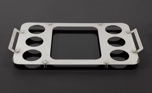 Smoked plexiglass and chrome bar tray, 1970