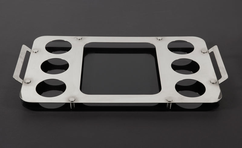 Smoked plexiglass and chrome bar tray, 1970