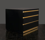Pair of Black Lacquer and Brass Chests