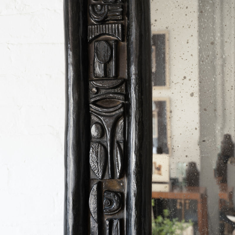 Nevelson Mirror - black bonded bronze