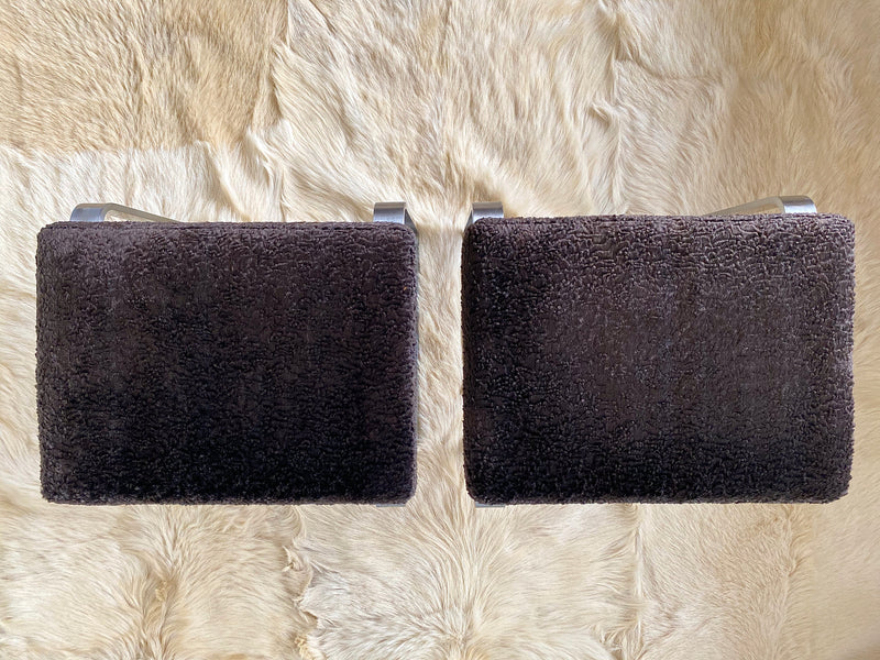Pair of Faux Fur Metal Stools
