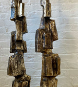 Bronze Brutalist Lamps, pair