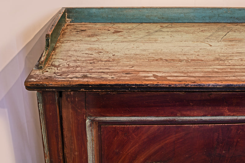 Swedish Cabinet Faux Bois Turquoise, Signed