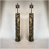 Wallpaper roll lamps, pair. Asian motifs